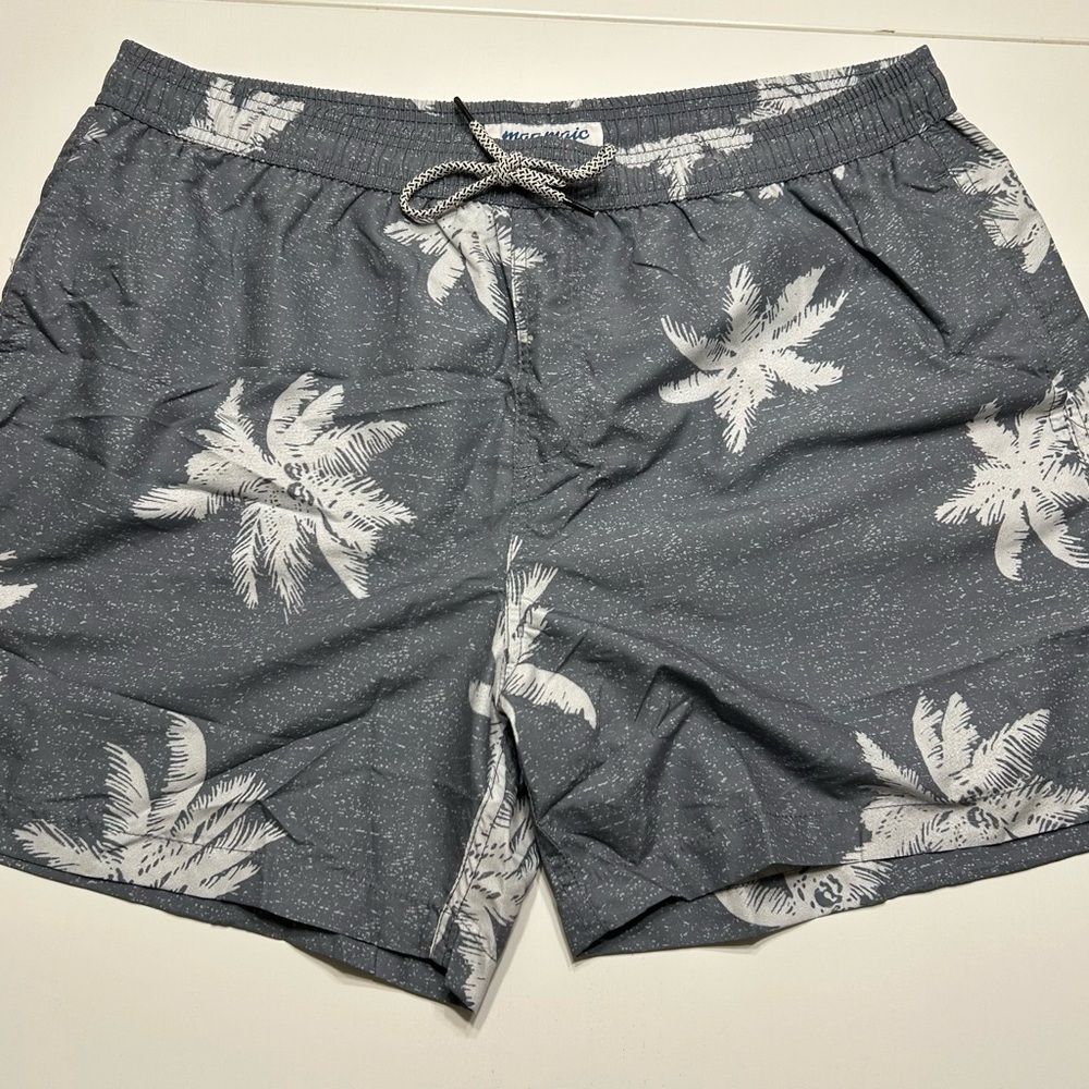 NWOT Men's Gray Palm Tree Swim Shorts
